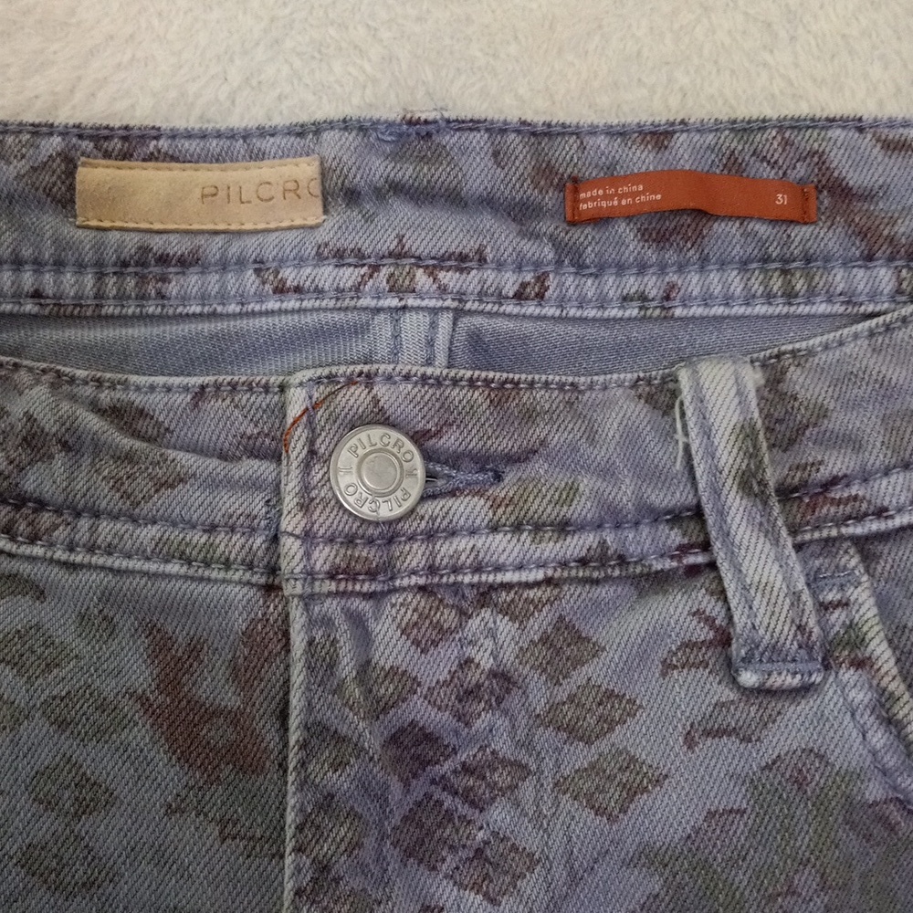 Anthropologie Pilcro and the Letterpress Blue Floral Boho Paisley Jeans 31 - Picture 6 of 12